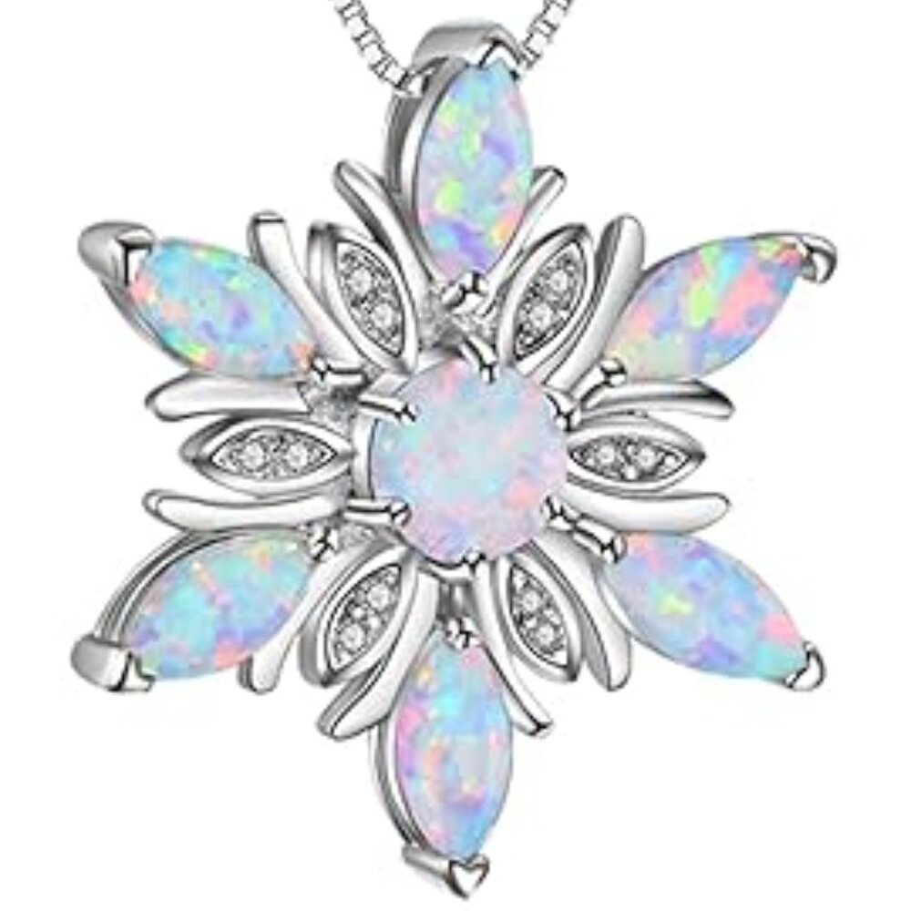 Neiman Marcus Opal 925 Sterling Silver Snowflake Necklace - Picture 4 of 4